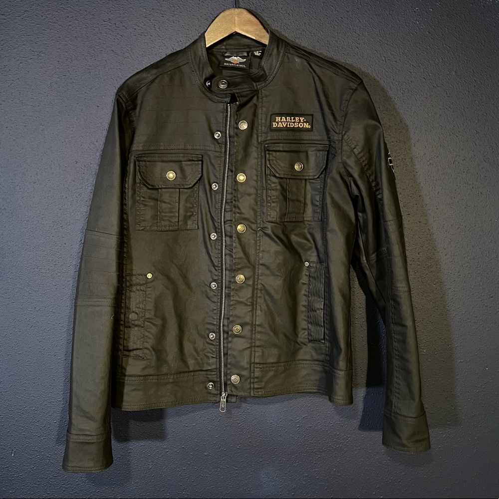 HARLEY-DAVIDSON MEN'S WAXED COTTON TWILL FIELD JACKET BLACK SIZE SMALL